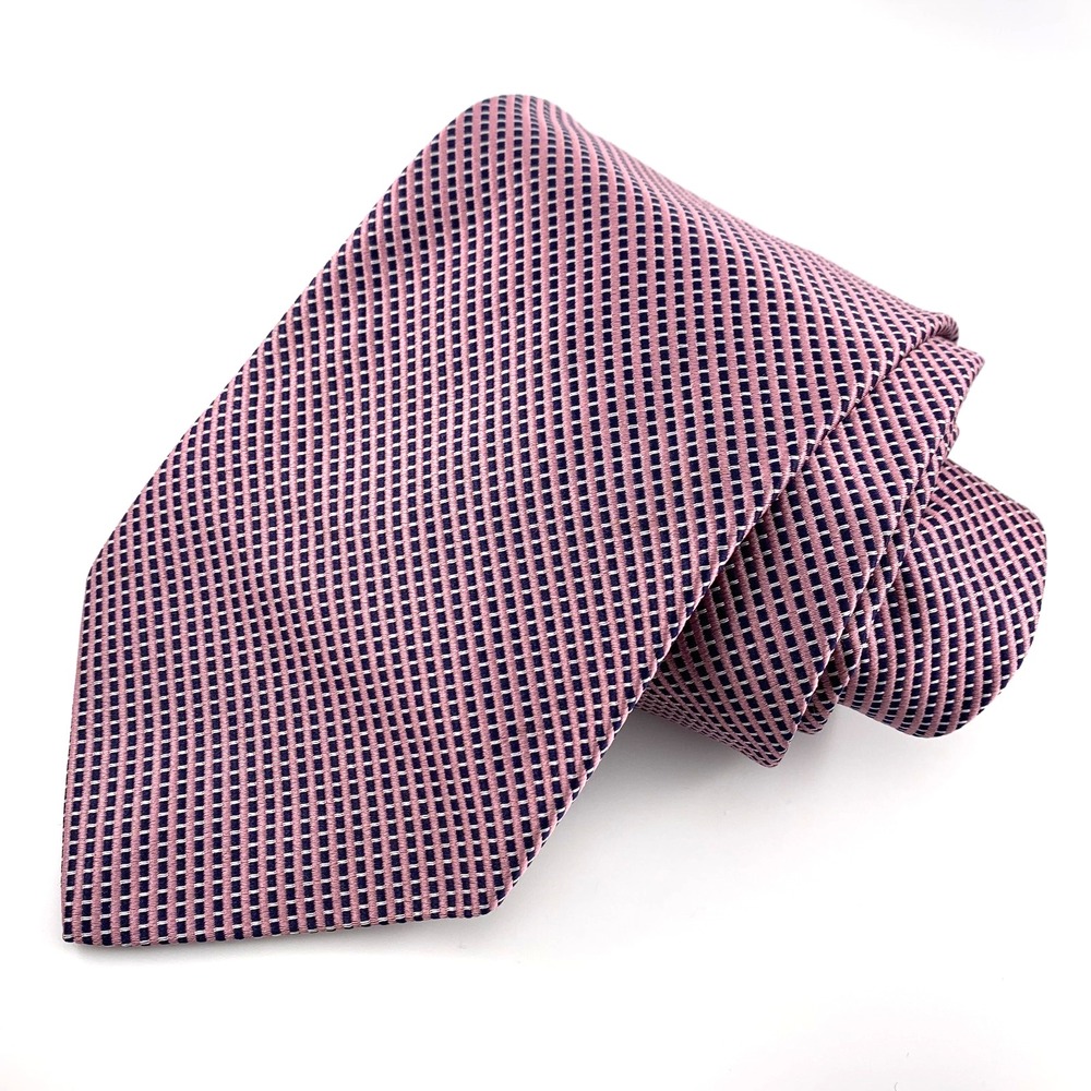 Brooks‎ Brothers 346 Mens Tie Pink Navy Diagonal Stripe 100% Silk Luxury Necktie